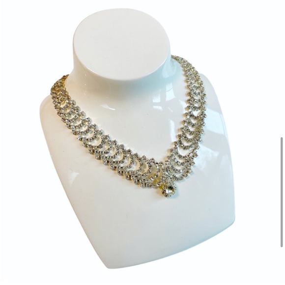 Incredible MCM 50s / 60s ESTATE Vintage Royal Edwardian Rhinestone Necklace - Picture 6 of 9